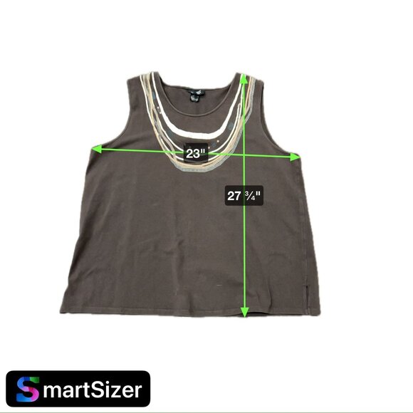 Liz & Me Platinum Collection Embroidered Brown Sleeveless Top 3X - Picture 7 of 8